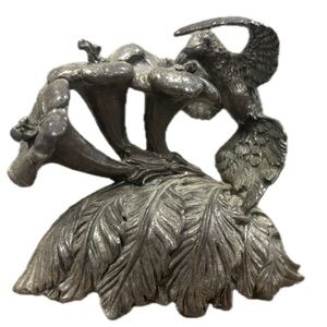 Neiman Marcus Silver Plated Hummingbird & Flower Figurine Music Box